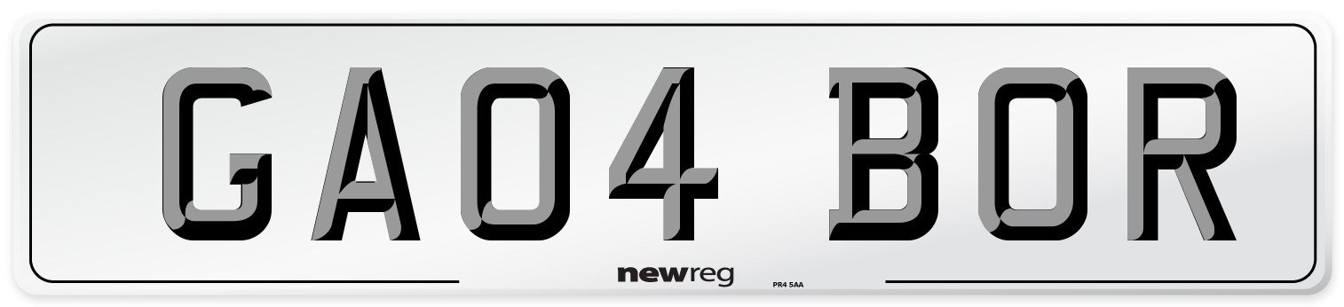 GA04 BOR Number Plate from New Reg